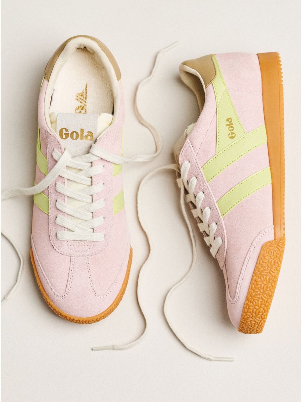 Gola Pink & Lime Suede Women's Sneakers with Gum Sole